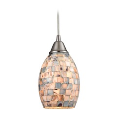 Elk Lighting Capri Satin Nickel Mini-Pendant Light with Bowl / Dome Shade