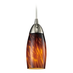 Elk Lighting Milan Satin Nickel LED Mini-Pendant Light with Bowl / Dome Shade