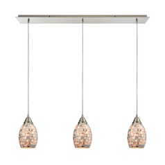 Elk Lighting Capri Satin Nickel Multi-Light Pendant with Bowl / Dome Shade