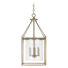 Cooper 4-Light Pendant in Aged Brass with Seeded Glass by Capital Lighting