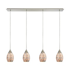 Elk Lighting Capri Satin Nickel Multi-Light Pendant with Bowl / Dome Shade