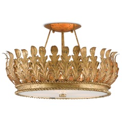 Biddulph Semi FLush in Gold Leaf by Currey & Company