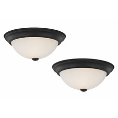 13-Inch Matte Black Flushmount Light - Pack of Two
