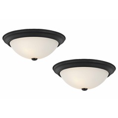 15-Inch Matte Black Flushmount Light - Pack of Two