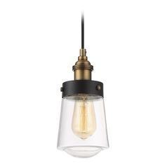 Macauley Black and Brass Mini Pendant by Savoy House