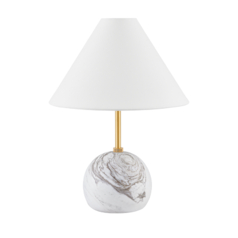 Jewel Marble Table Lamp in Aged Brass by Mitzi by Hudson Valley