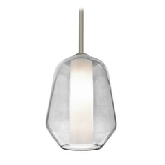 Besa Lighting Link Satin Nickel LED Mini-Pendant Light with Bowl / Dome Shade