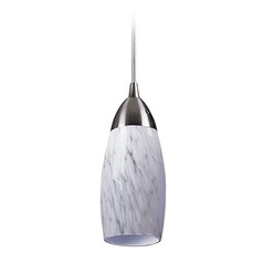 Elk Lighting Milan Satin Nickel LED Mini-Pendant Light with Bowl / Dome Shade