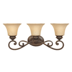 Bathroom Light with Amber Glass in Forged Sienna Finish