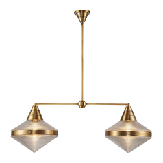 Willard 2-Light Linear Pendant in Vintage Brass by Alora Lighting