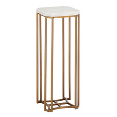 Currey and Company Ocho White Banswara Marble & Antique Brass Accent Table