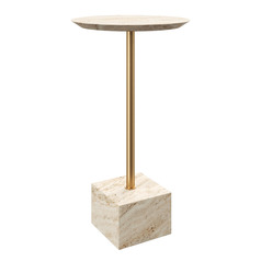 Currey and Company Prado Natural Travertine & Polished Brass Accent Table