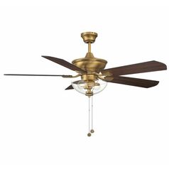 52-Inch Convertible Outdoor Ceiling Fan in Natural Brass by Meridian
