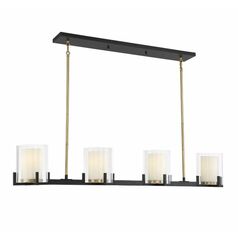 Eaton 4-Light Linear Chandelier in Matte Black & Brass by Savoy House