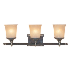 Bathroom Light with Beige / Cream Glass in Weathered Saddle Finish