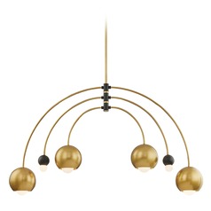 Willow Aged Brass & Black Chandelier by Mitzi by Hudson Valley