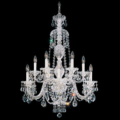 Schonbek Worldwide Lighting Sterling Polished Silver Crystal Chandelier