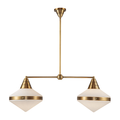 Willard 2-Light Linear Pendant in Vintage Brass by Alora Lighting