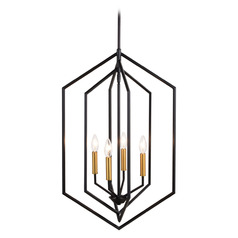 Vaxcel Lighting Riley Black & Satin Brass Pendant Light
