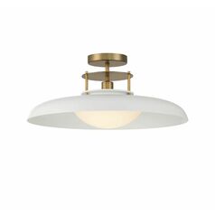 Gavin Semi-Flush Mount in Warm Brass & White by Savoy House