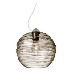 Besa Lighting Wave Satin Nickel Pendant Light with Globe Shade