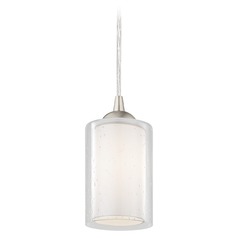 Gala Mini Pendant in Satin Nickel with Frosted and Seeded Glass