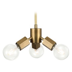 Hexa 9.38-Inch Vintage Brass Mini Pendant by Alora Lighting