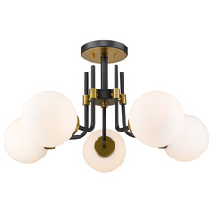 Parsons Matte Black & Olde Brass Semi-Flush Mount by Z-Lite