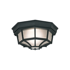 Flush Mount with White Glass in Black Finish