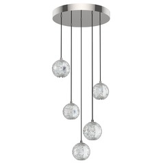 Marni 15.25-Inch LED Multi Pendant in Polished Nickel by Alora Lighting