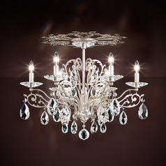 Filigrae Antique Silver Semi-Flush Mount Light by Schonbek Lighting