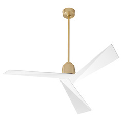 Dynamo 54-Inch Damp Ceiling Fan in Brass & White by Oxygen Lighting