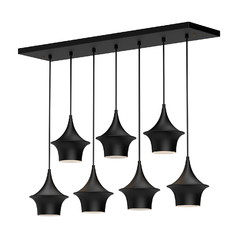 Alora Lighting Emiko Matte Black Multi-Light Pendant with Bell Shade