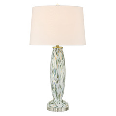 Currey and Company Motte White & Green & Pale Pink & Clear Table Lamp with Empire Shade