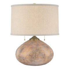 Currey and Company Kenmare Textured Antique Brown Table Lamp with Drum Shade