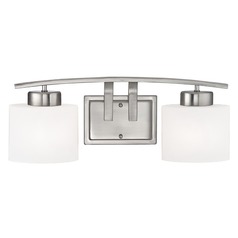 Pearl 18-Inch Vanity Light in Satin Nickel with White Oval Glass