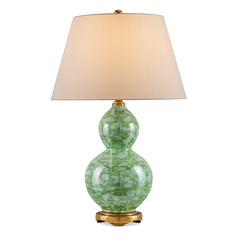 Currey and Company Eau Green & Textured Antique Gold Leaf Table Lamp with Empire Shade