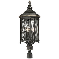 Bexley Manor Black with Gold Post Light by Minka Lavery