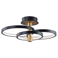 Hoopla Black & Gold LED Semi-Flush Mount by ET2 Lighting