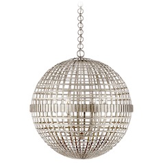 Aerin Mill Large Globe Lantern in Silver Leaf by Visual Comfort Signature