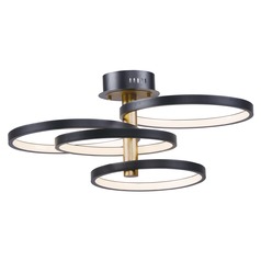 Hoopla 33.50-Inch Wide LED Semi-Flush in Black & Gold by ET2 Lighting