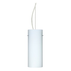 Besa Lighting Stilo Satin Nickel LED Pendant Light with Cylindrical Shade