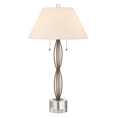 Currey and Company Mizner Antique Brass & Clear LED Table Lamp with Empire Shade