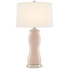 Currey and Company Ondine Blush / Silver Leaf Table Lamp with Drum Shade