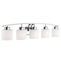 Pearl 41-Inch Vanity Light in Chrome with Satin White Oval Glass