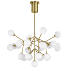 Mara LED Chandelier in Aged Brass with White by VC Modern