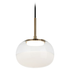 Matteo Lighting Jayce Aged Gold Brass LED Mini-Pendant Light with Bowl / Dome Shade