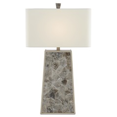 Currey and Company Calloway Light Mica / Silver Leaf Table Lamp with Rectangle Shade