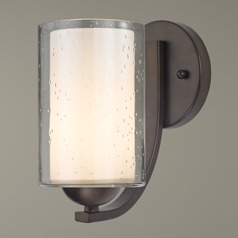 Modern Sconce Seeded Clear / Frosted White Glass Bronze
