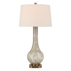 Currey and Company Bombon Pale Brown & Off-White & Antique Brass Table Lamp with Empire Shade